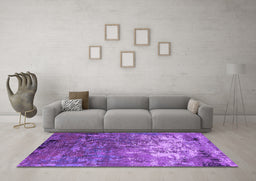Machine Washable Oriental Purple Industrial Area Rugs in a Living Room, wshurb2529pur