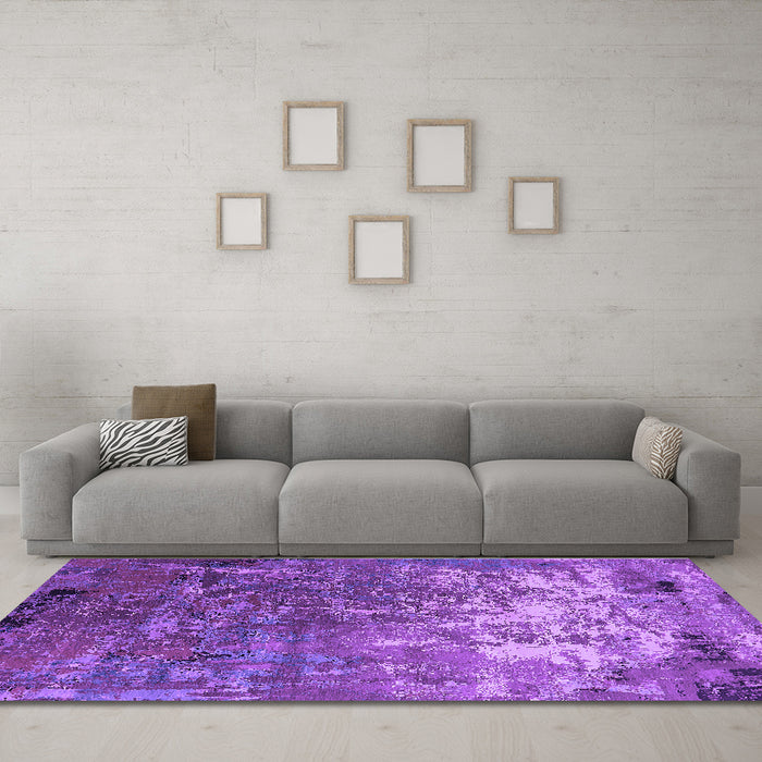 Machine Washable Oriental Purple Industrial Area Rugs in a Living Room, wshurb2529pur