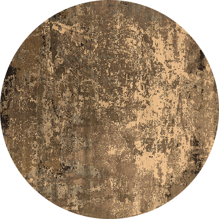 Round Machine Washable Oriental Brown Industrial Rug, wshurb2529brn