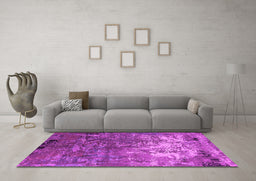 Machine Washable Oriental Pink Industrial Rug in a Living Room, wshurb2529pnk