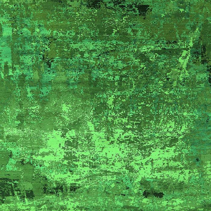 Square Machine Washable Oriental Green Industrial Area Rugs, wshurb2529grn