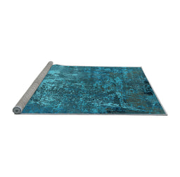 Sideview of Machine Washable Oriental Light Blue Industrial Rug, wshurb2529lblu
