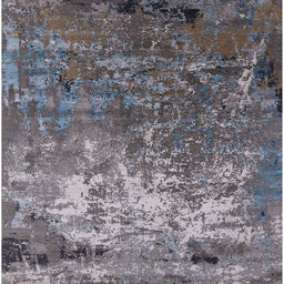Square Mid-Century Modern Dark Gray Oriental Rug, urb2529