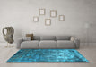 Machine Washable Oriental Light Blue Industrial Rug in a Living Room, wshurb2529lblu