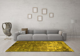 Machine Washable Oriental Yellow Industrial Rug in a Living Room, wshurb2529yw