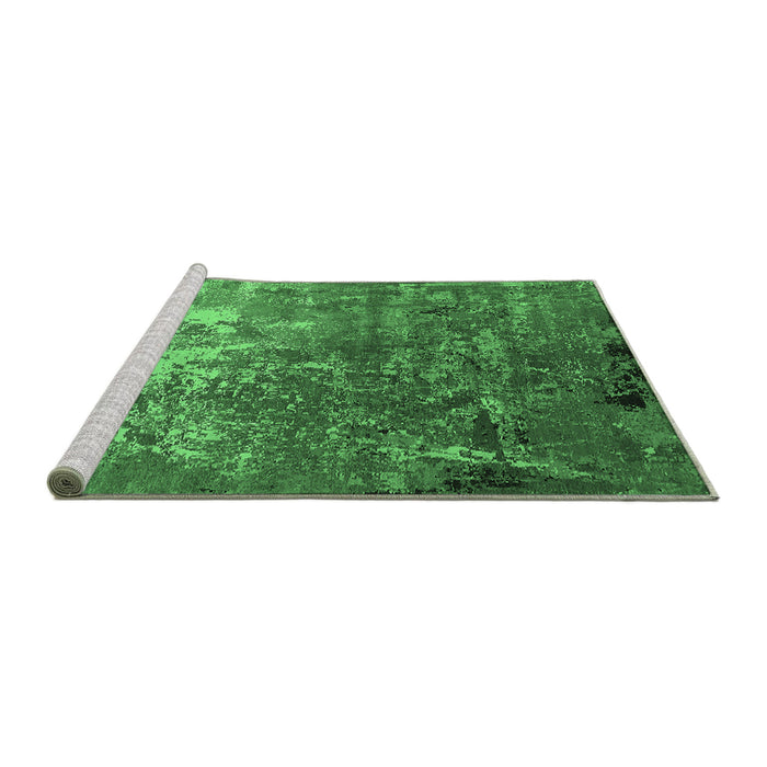 Sideview of Machine Washable Oriental Emerald Green Industrial Area Rugs, wshurb2529emgrn