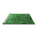 Sideview of Machine Washable Oriental Emerald Green Industrial Area Rugs, wshurb2529emgrn