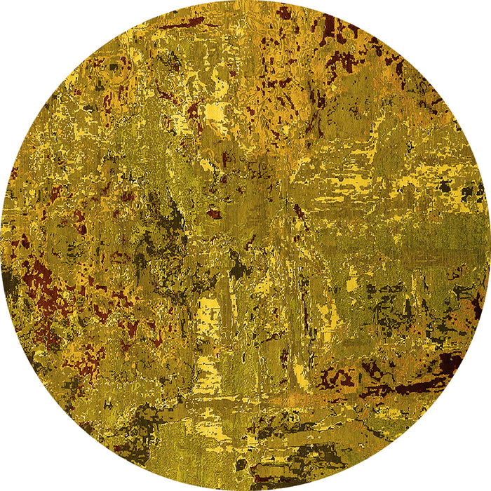 Round Oriental Yellow Industrial Rug, urb2530yw