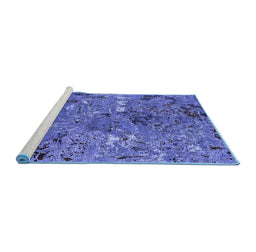 Sideview of Machine Washable Oriental Blue Industrial Rug, wshurb2530blu
