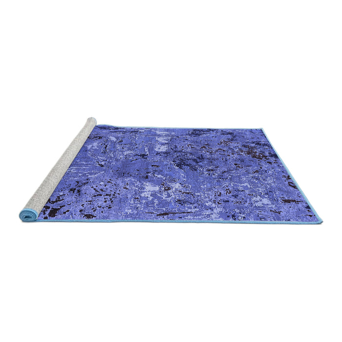 Sideview of Machine Washable Oriental Blue Industrial Rug, wshurb2530blu