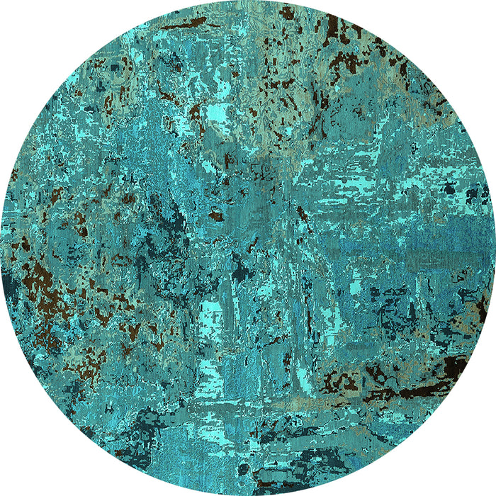 Round Oriental Turquoise Industrial Rug, urb2530turq