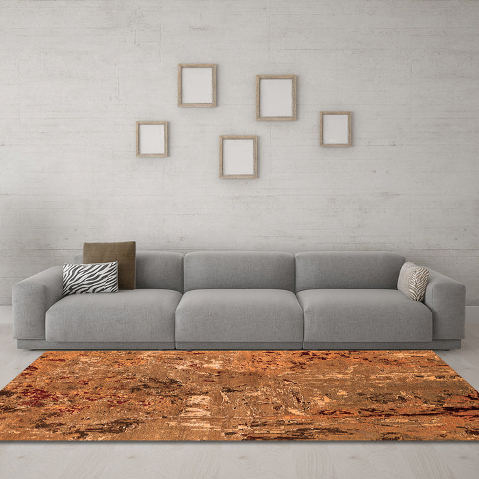 Machine Washable Oriental Orange Industrial Area Rugs in a Living Room, wshurb2530org