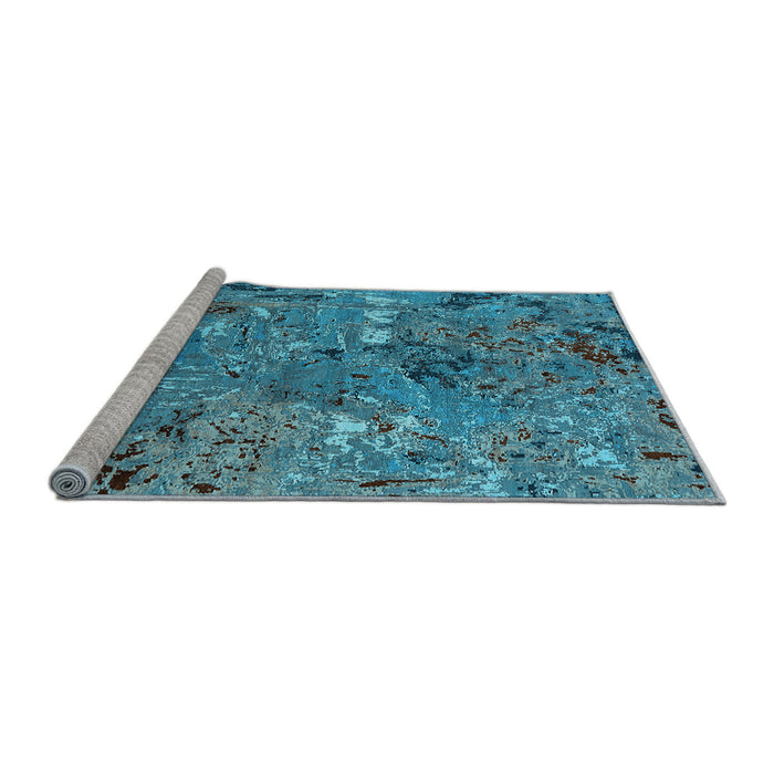 Sideview of Machine Washable Oriental Light Blue Industrial Rug, wshurb2530lblu