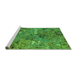 Sideview of Machine Washable Oriental Green Industrial Area Rugs, wshurb2530grn