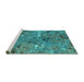 Sideview of Machine Washable Oriental Turquoise Industrial Area Rugs, wshurb2530turq