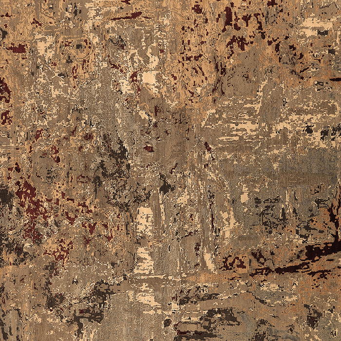 Square Machine Washable Oriental Brown Industrial Rug, wshurb2530brn