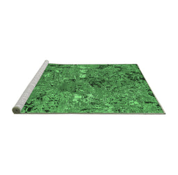 Sideview of Machine Washable Oriental Emerald Green Industrial Area Rugs, wshurb2530emgrn