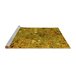 Sideview of Machine Washable Oriental Yellow Industrial Rug, wshurb2530yw
