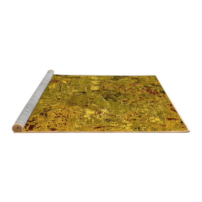 Sideview of Machine Washable Oriental Yellow Industrial Rug, wshurb2530yw