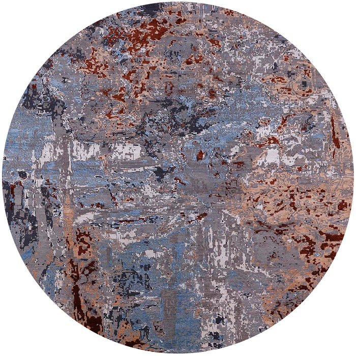 Round Machine Washable Industrial Modern Purple Rug, wshurb2530