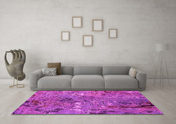 Machine Washable Oriental Pink Industrial Rug in a Living Room, wshurb2530pnk