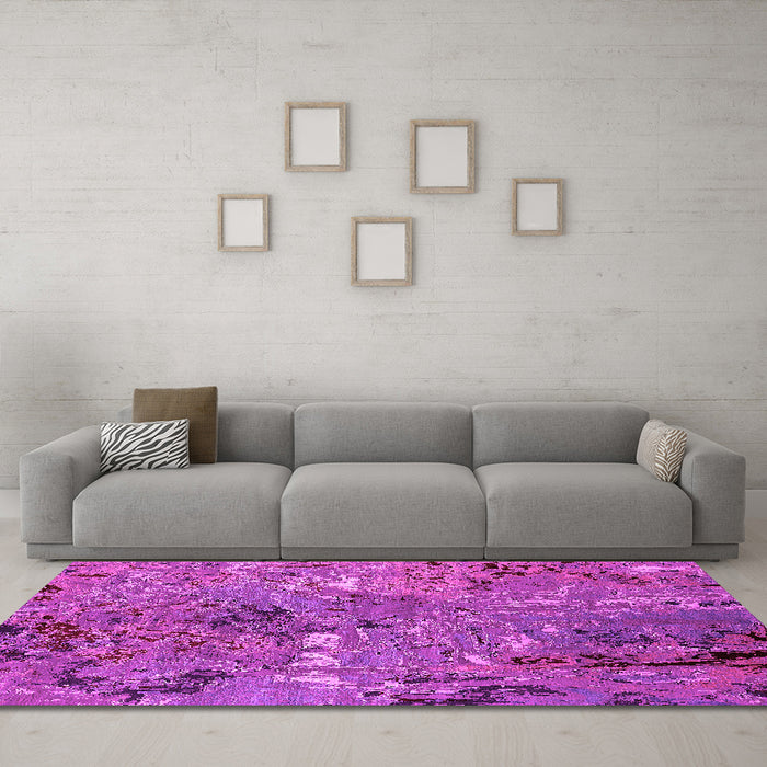 Machine Washable Oriental Pink Industrial Rug in a Living Room, wshurb2530pnk
