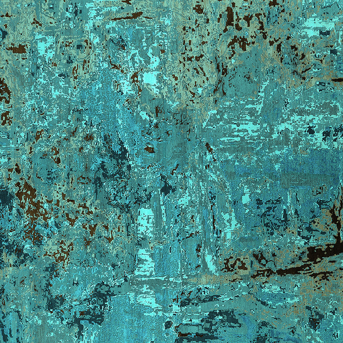 Square Machine Washable Oriental Turquoise Industrial Area Rugs, wshurb2530turq