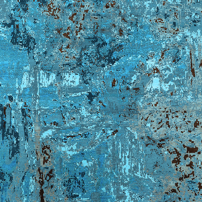 Machine Washable Oriental Light Blue Industrial Rug, wshurb2530lblu