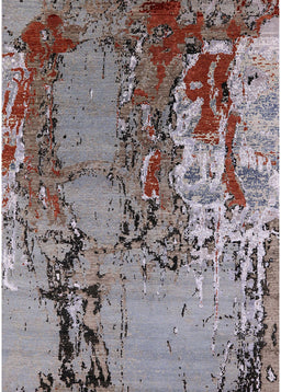 Mid-Century Modern Dark Gray Oriental Rug, urb2531