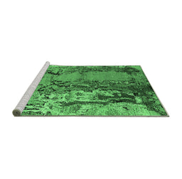 Sideview of Machine Washable Oriental Emerald Green Industrial Area Rugs, wshurb2531emgrn