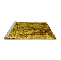 Sideview of Machine Washable Oriental Yellow Industrial Rug, wshurb2531yw