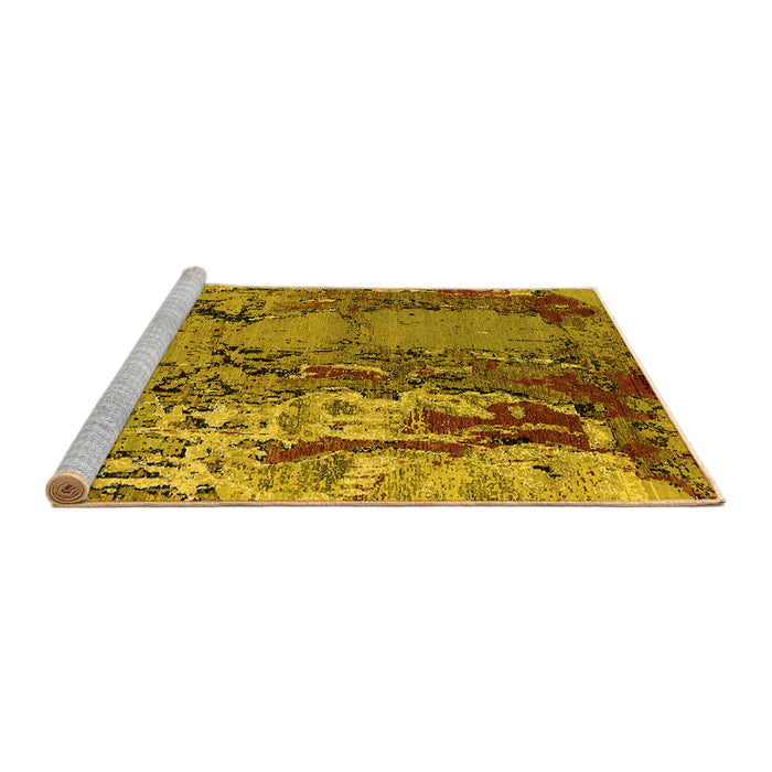 Sideview of Machine Washable Oriental Yellow Industrial Rug, wshurb2531yw