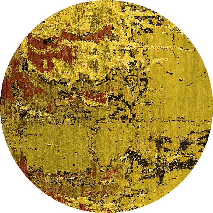 Round Oriental Yellow Industrial Rug, urb2531yw