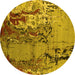 Round Oriental Yellow Industrial Rug, urb2531yw