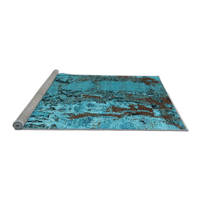 Sideview of Machine Washable Oriental Light Blue Industrial Rug, wshurb2531lblu