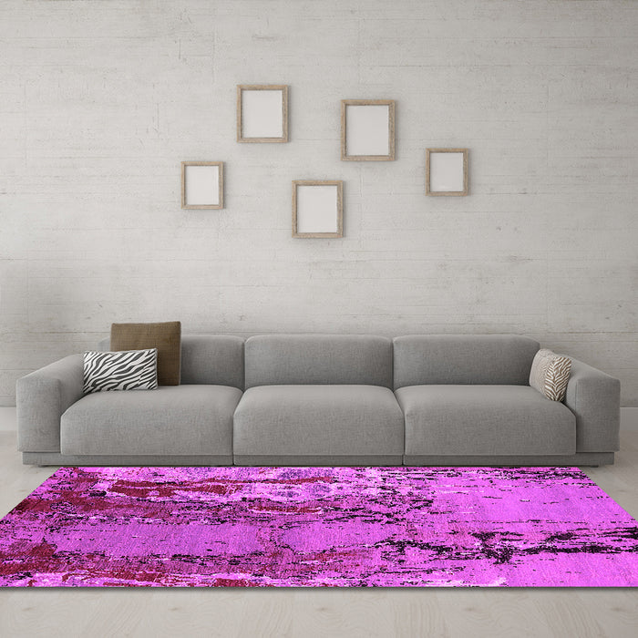 Machine Washable Oriental Pink Industrial Rug in a Living Room, wshurb2531pnk