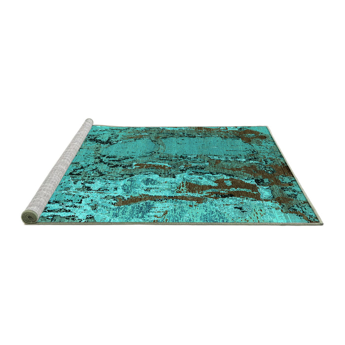 Sideview of Machine Washable Oriental Turquoise Industrial Area Rugs, wshurb2531turq