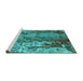 Sideview of Machine Washable Oriental Turquoise Industrial Area Rugs, wshurb2531turq