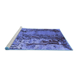 Sideview of Machine Washable Oriental Blue Industrial Rug, wshurb2531blu