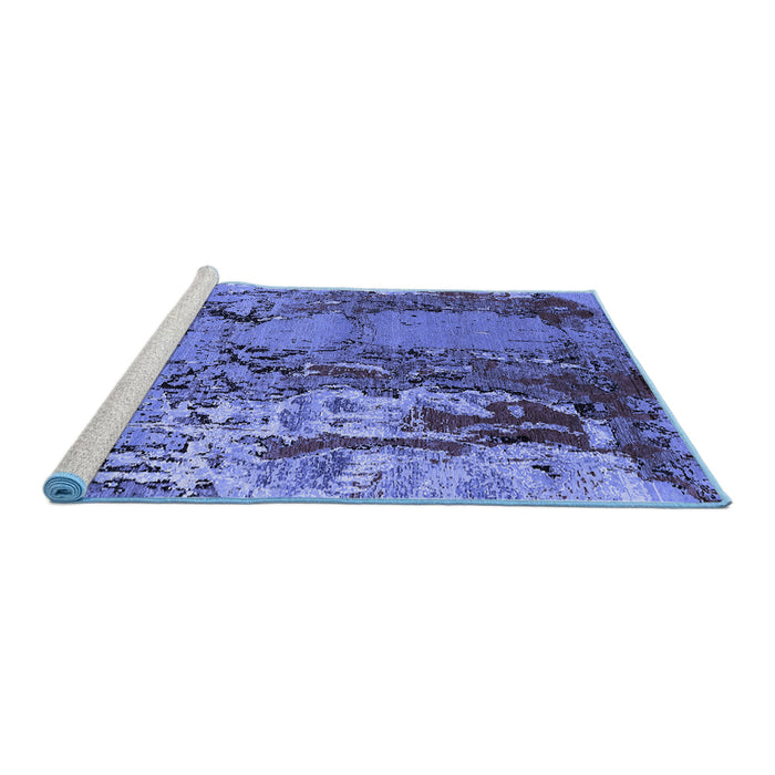 Sideview of Machine Washable Oriental Blue Industrial Rug, wshurb2531blu