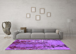 Machine Washable Oriental Purple Industrial Area Rugs in a Living Room, wshurb2531pur