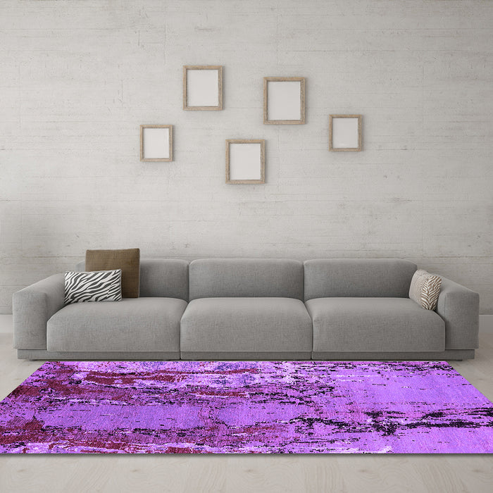 Machine Washable Oriental Purple Industrial Area Rugs in a Living Room, wshurb2531pur