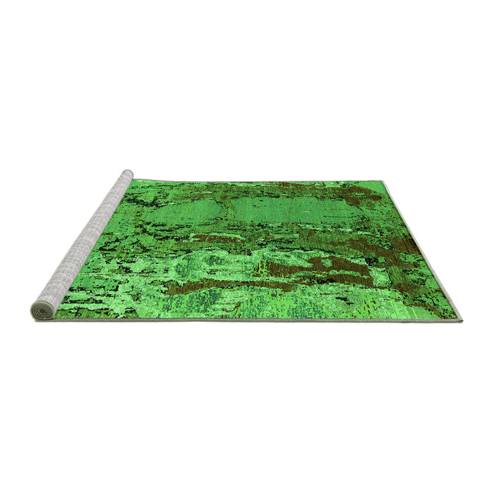 Sideview of Machine Washable Oriental Green Industrial Area Rugs, wshurb2531grn