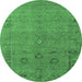 Round Oriental Emerald Green Industrial Rug, urb2532emgrn