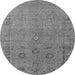 Round Machine Washable Oriental Gray Industrial Rug, wshurb2532gry