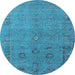 Round Oriental Light Blue Industrial Rug, urb2532lblu