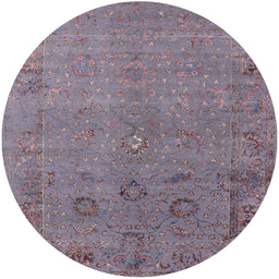 Round Machine Washable Industrial Modern Mauve Taupe Purple Rug, wshurb2532