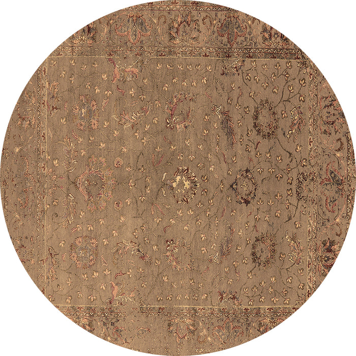 Round Oriental Brown Industrial Rug, urb2532brn