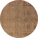 Round Oriental Brown Industrial Rug, urb2532brn