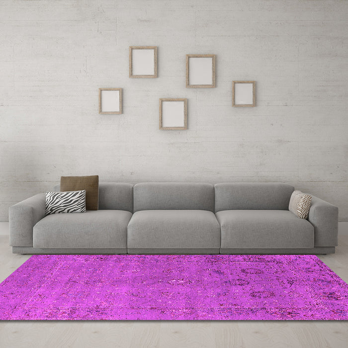 Machine Washable Oriental Pink Industrial Rug in a Living Room, wshurb2532pnk